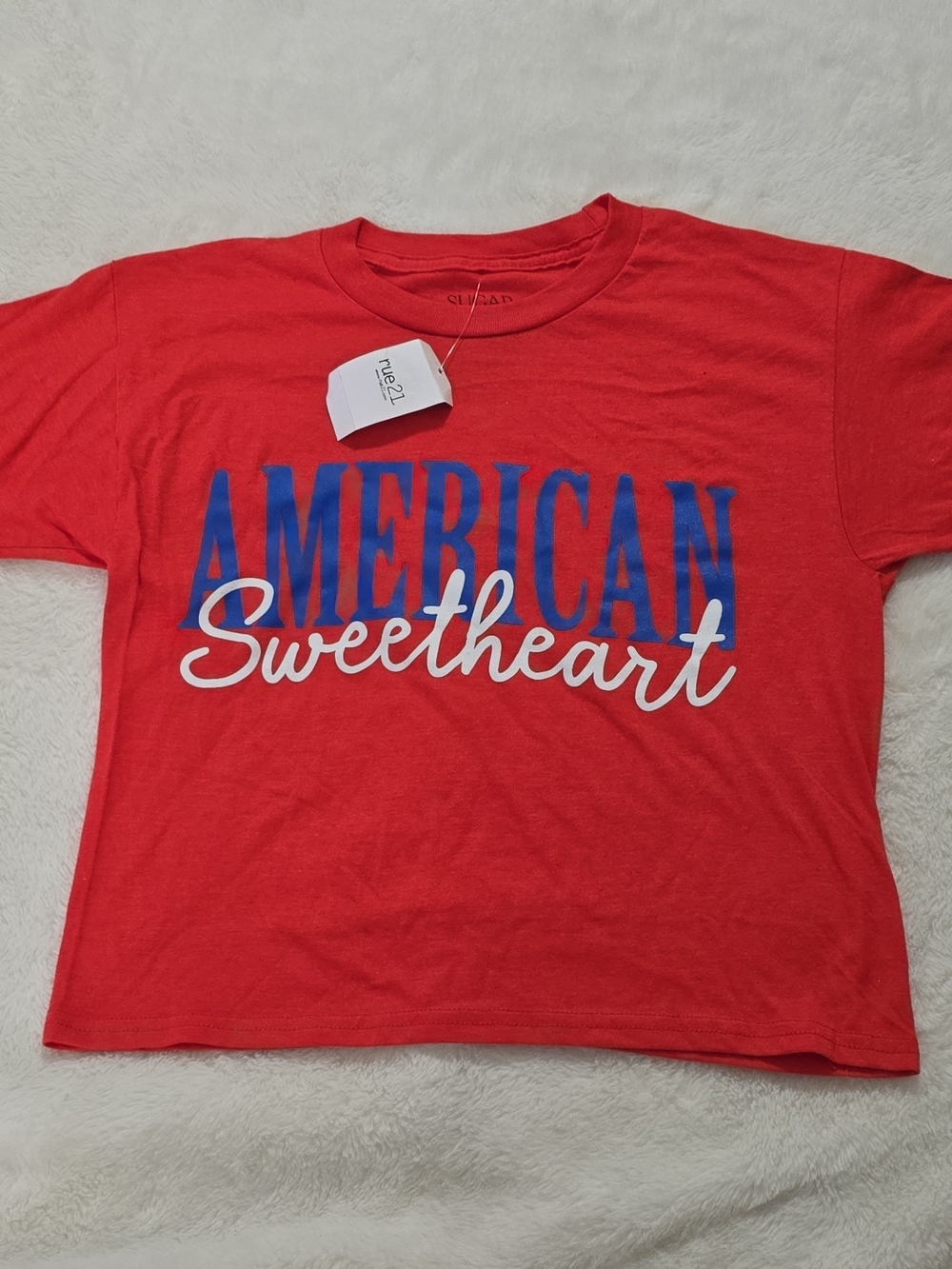 Sugar Flower Rue21 Graphic Cropped Tee "American Sweetheart" Red Size M NWT
